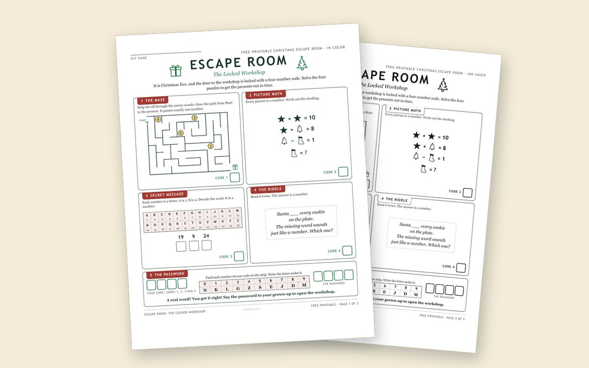 Printable Christmas Escape Room: The Locked Workshop