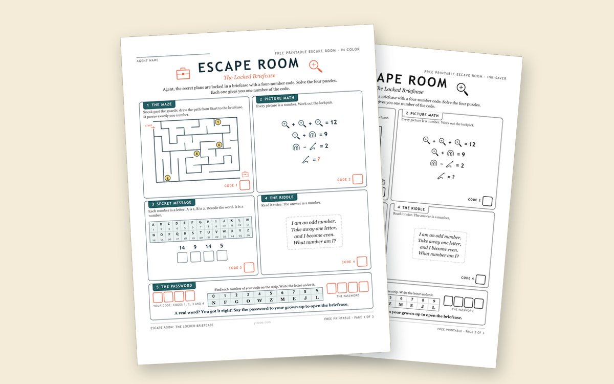 Printable Escape Room for Kids: The Locked Briefcase